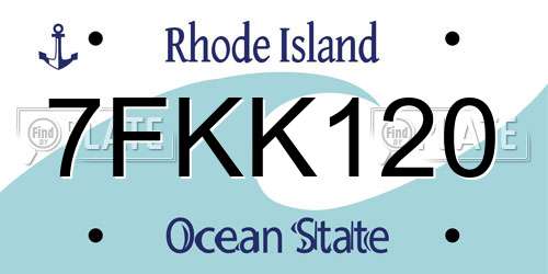 7FKK120 Rhode Island License Plate