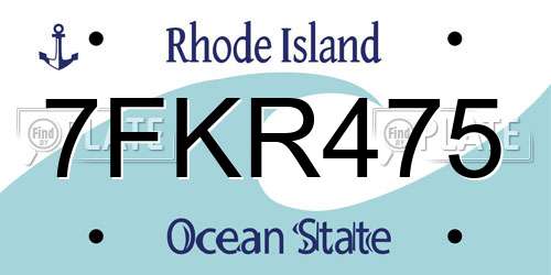 7FKR475 Rhode Island License Plate