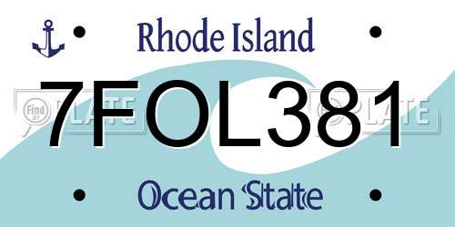 7FOL381 Rhode Island License Plate