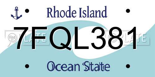 7FQL381 Rhode Island License Plate