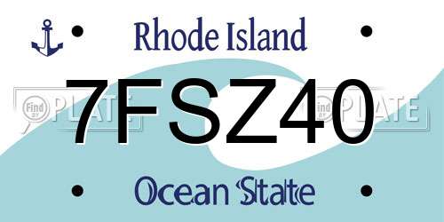 7FSZ40 Rhode Island License Plate