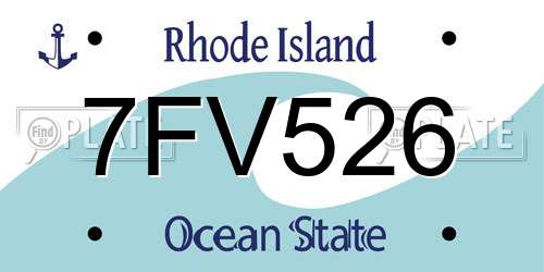 7FV526 Rhode Island License Plate
