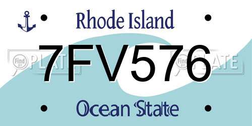 7FV576 Rhode Island License Plate