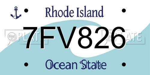 7FV826 Rhode Island License Plate