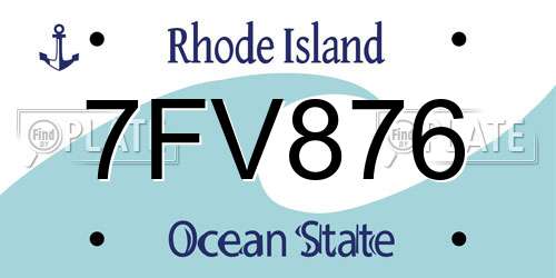 7FV876 Rhode Island License Plate