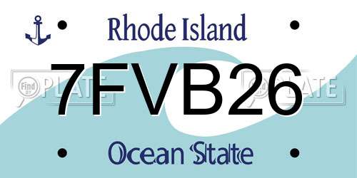 7FVB26 Rhode Island License Plate