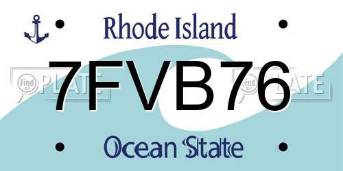 7FVB76 Rhode Island License Plate