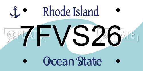 7FVS26 Rhode Island License Plate