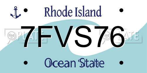7FVS76 Rhode Island License Plate
