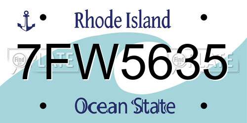 7FW5635 Rhode Island License Plate