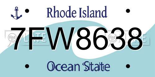 7FW8638 Rhode Island License Plate