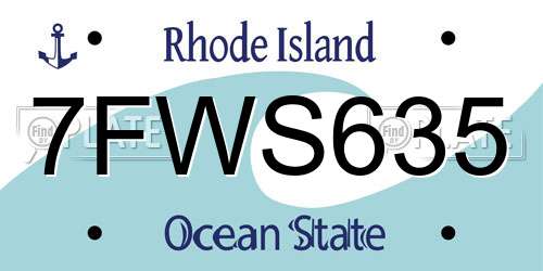 7FWS635 Rhode Island License Plate