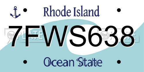 7FWS638 Rhode Island License Plate