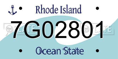 7G02801 Rhode Island License Plate