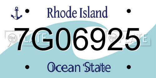 7G06925 Rhode Island License Plate