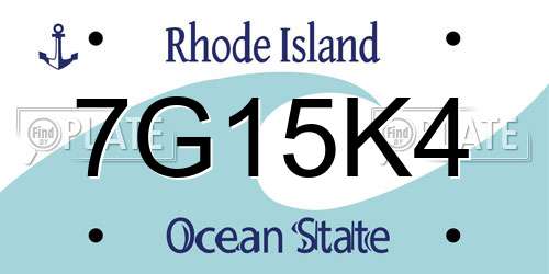 7G15K4 Rhode Island License Plate