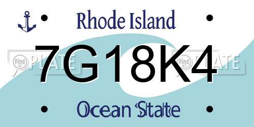 7G18K4 Rhode Island License Plate