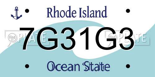 7G31G3 Rhode Island License Plate