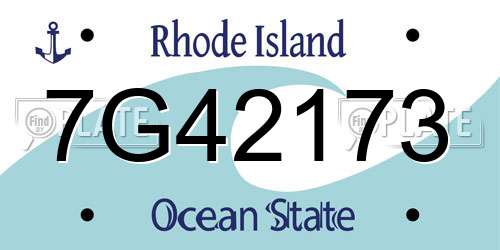 7G42173 Rhode Island License Plate