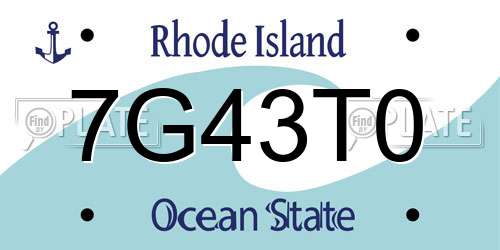 7G43T0 Rhode Island License Plate