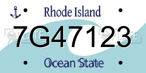 7G47123 Rhode Island License Plate