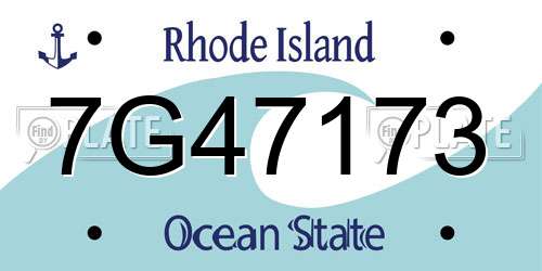 7G47173 Rhode Island License Plate