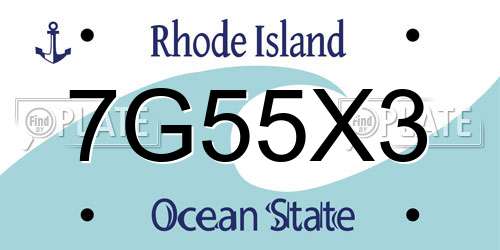 7G55X3 Rhode Island License Plate