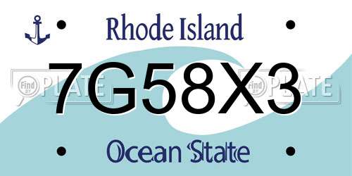 7G58X3 Rhode Island License Plate