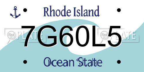 7G60L5 Rhode Island License Plate