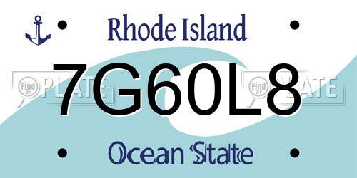 7G60L8 Rhode Island License Plate