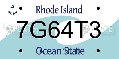 7G64T3 Rhode Island License Plate