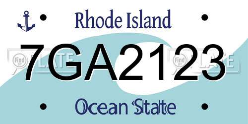 7GA2123 Rhode Island License Plate
