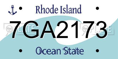 7GA2173 Rhode Island License Plate