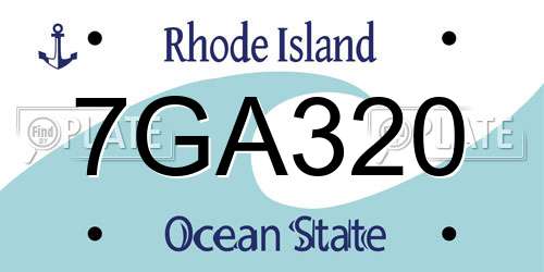 7GA320 Rhode Island License Plate