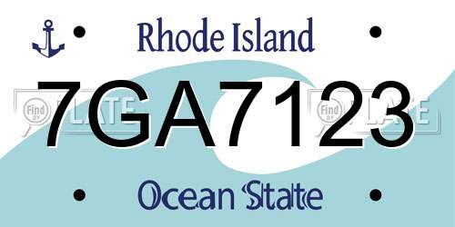 7GA7123 Rhode Island License Plate