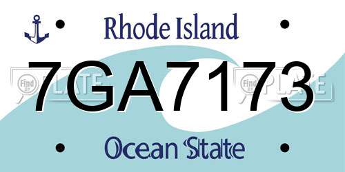 7GA7173 Rhode Island License Plate