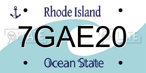 7GAE20 Rhode Island License Plate