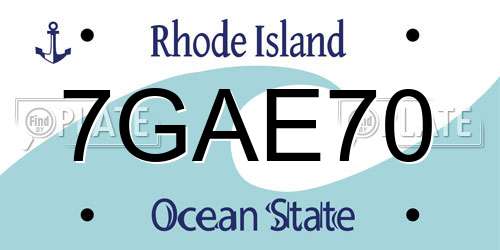 7GAE70 Rhode Island License Plate