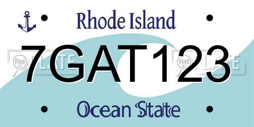 7GAT123 Rhode Island License Plate