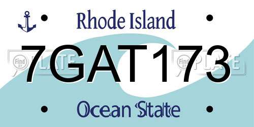7GAT173 Rhode Island License Plate