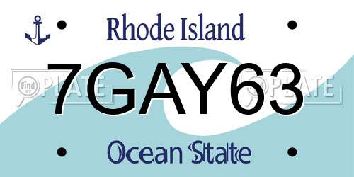 7GAY63 Rhode Island License Plate