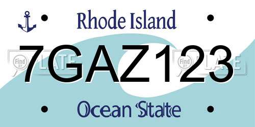 7GAZ123 Rhode Island License Plate