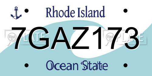 7GAZ173 Rhode Island License Plate