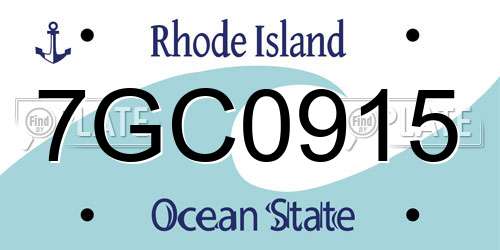 7GC0915 Rhode Island License Plate