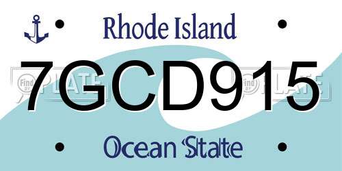 7GCD915 Rhode Island License Plate