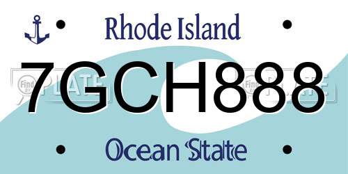7GCH888 Rhode Island License Plate