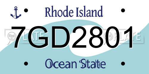 7GD2801 Rhode Island License Plate
