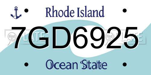 7GD6925 Rhode Island License Plate