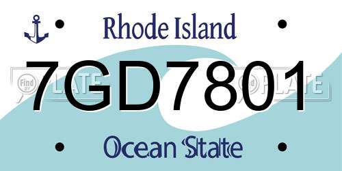 7GD7801 Rhode Island License Plate