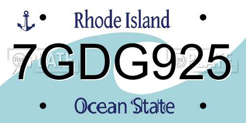 7GDG925 Rhode Island License Plate